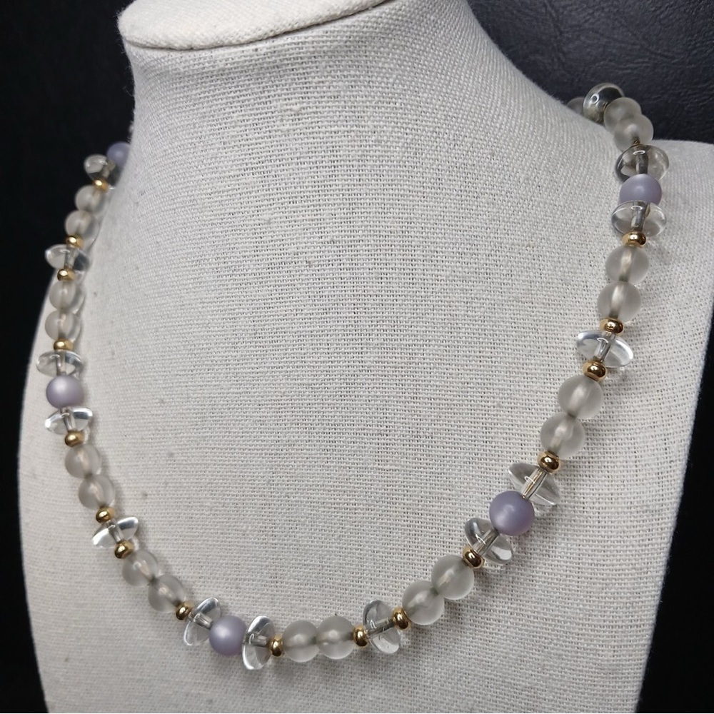 Vintage NAPIER Necklace Clear And Opalescent Lucite Beads